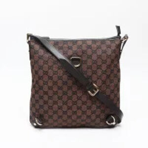 Gucci Leather GG Bag Canvas Brown Shoulder